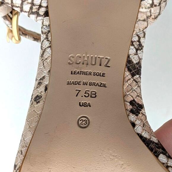 Schutz Aurora Snake-Embossed Stiletto Heel Sandals Women’s Size US7.5B EU38 - Picture 9 of 12